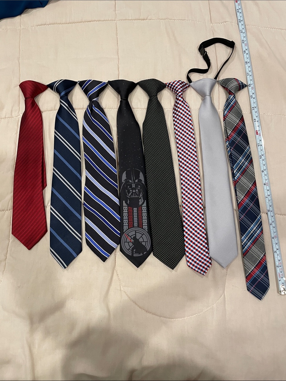 Set of 7 Boys clip on and 1 adjustable neck ties Assorted Patterns and Colors